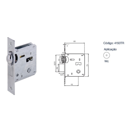 FECHADURA ROLETE COM LINGUETA PRETA REDONDA AROUCA